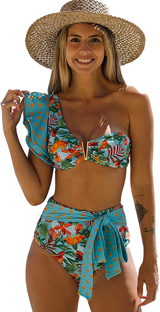 Telaura High Waist Flounce Bikini Set Women Swimsuit Beachwear | Amazon (US)