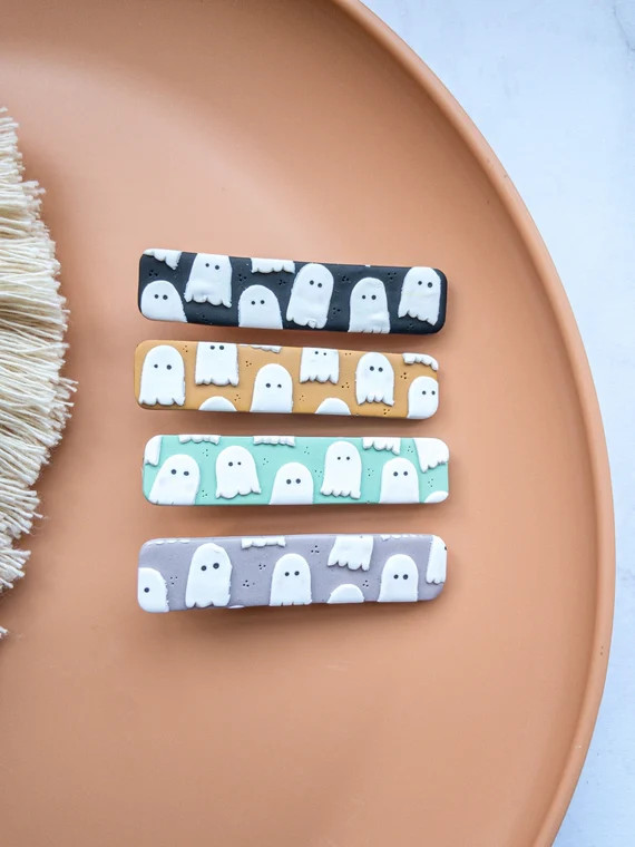 Blushing Ghost Hair Clip, Cute Halloween Barrette, No Slip Hair Grip, Rectangle Alligator Clip, B... | Etsy (US)