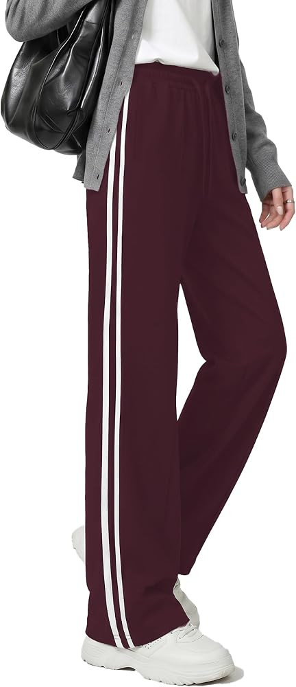 Cotton Track Pants Womens Wide Leg Sweatpants Lounge Stretch Athletic Loose Jogging Sport Zip Poc... | Amazon (US)