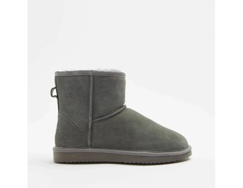 Womens Sheepskin and Leather Slipper Boot - Grey | Catch.com.au