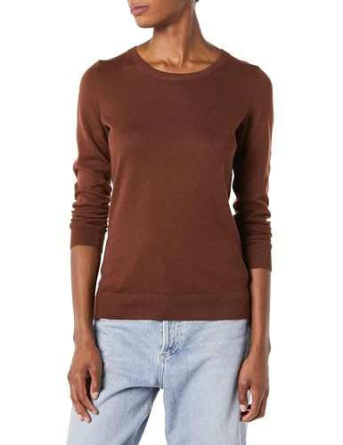 Amazon Essentials Women's Long-Sleeve Lightweight Crewneck Sweater (Available in Plus Size), Brown, Large | Amazon (US)