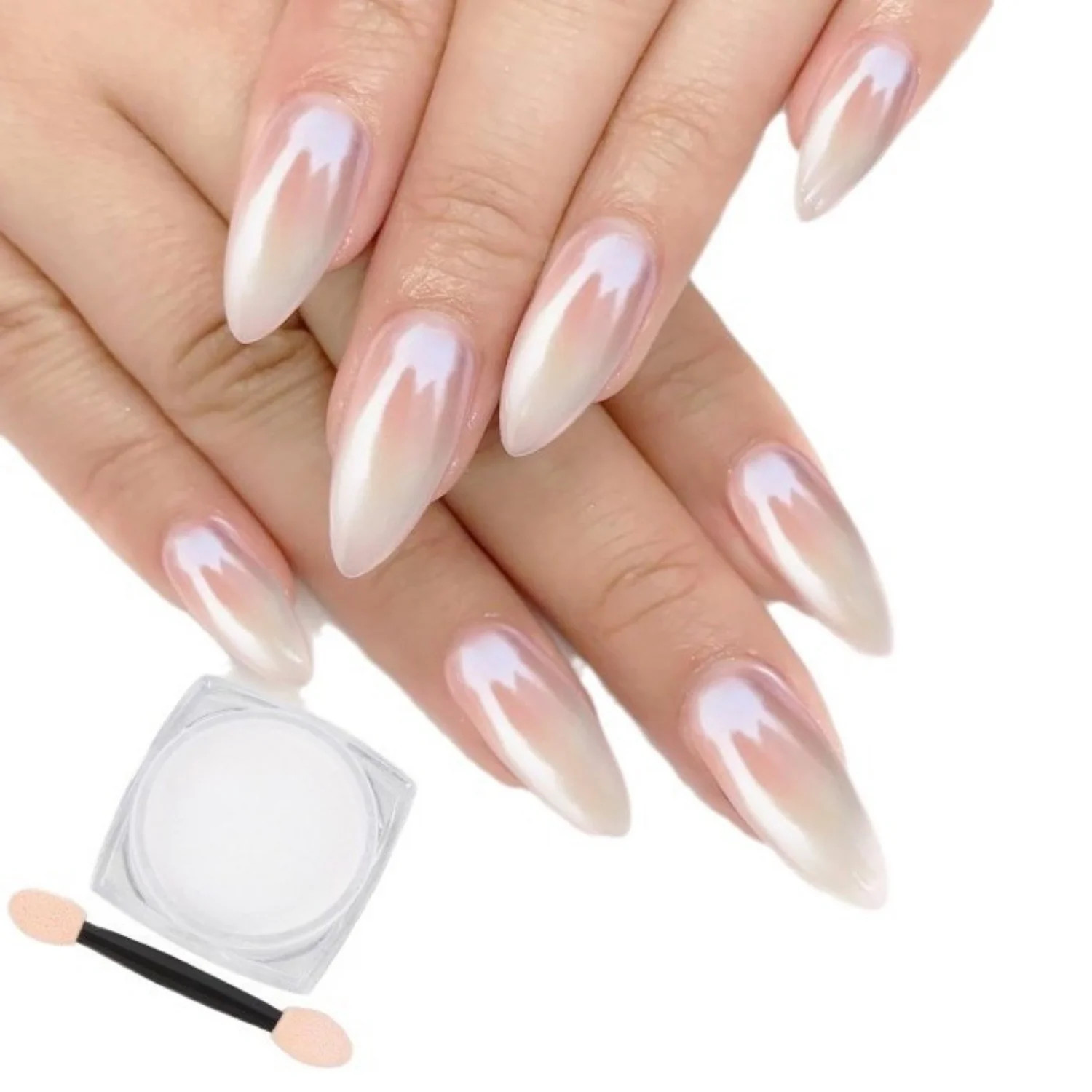 White Chrome Nail Powder Pearl Clear Iridescent Aurora for Nail Decoration 2 Pcs | Walmart (US)