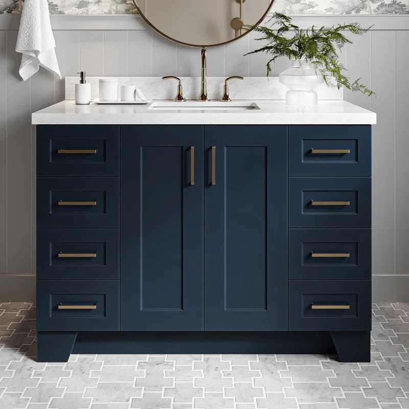 Freitas 48'' Solid Wood Single Bathroom Vanity with 1.5'' Carrara Marble Top, Rectangular Sink | Wayfair North America