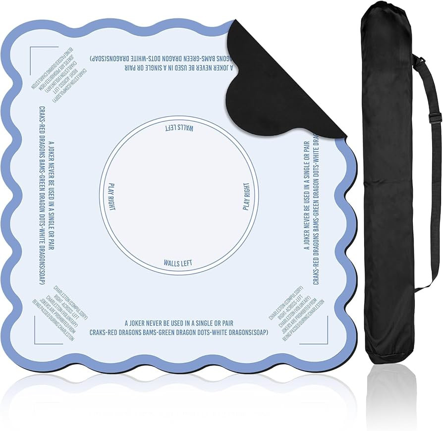 Scalloped Mahjong Mat Set with 1 Carrying Bag Anti Slip Noise Reduction Gaming Mat 31.5×31.5 Inc... | Amazon (US)