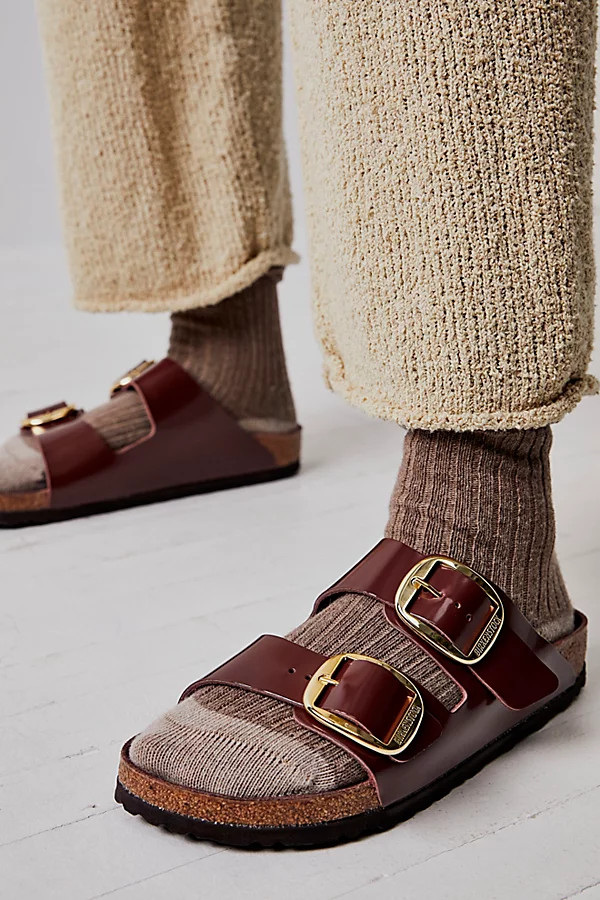 Arizona Big Buckle High Shine Birkenstock by Birkenstock at Free People, Chocolate, EU 38 | Free People (Global - UK&FR Excluded)