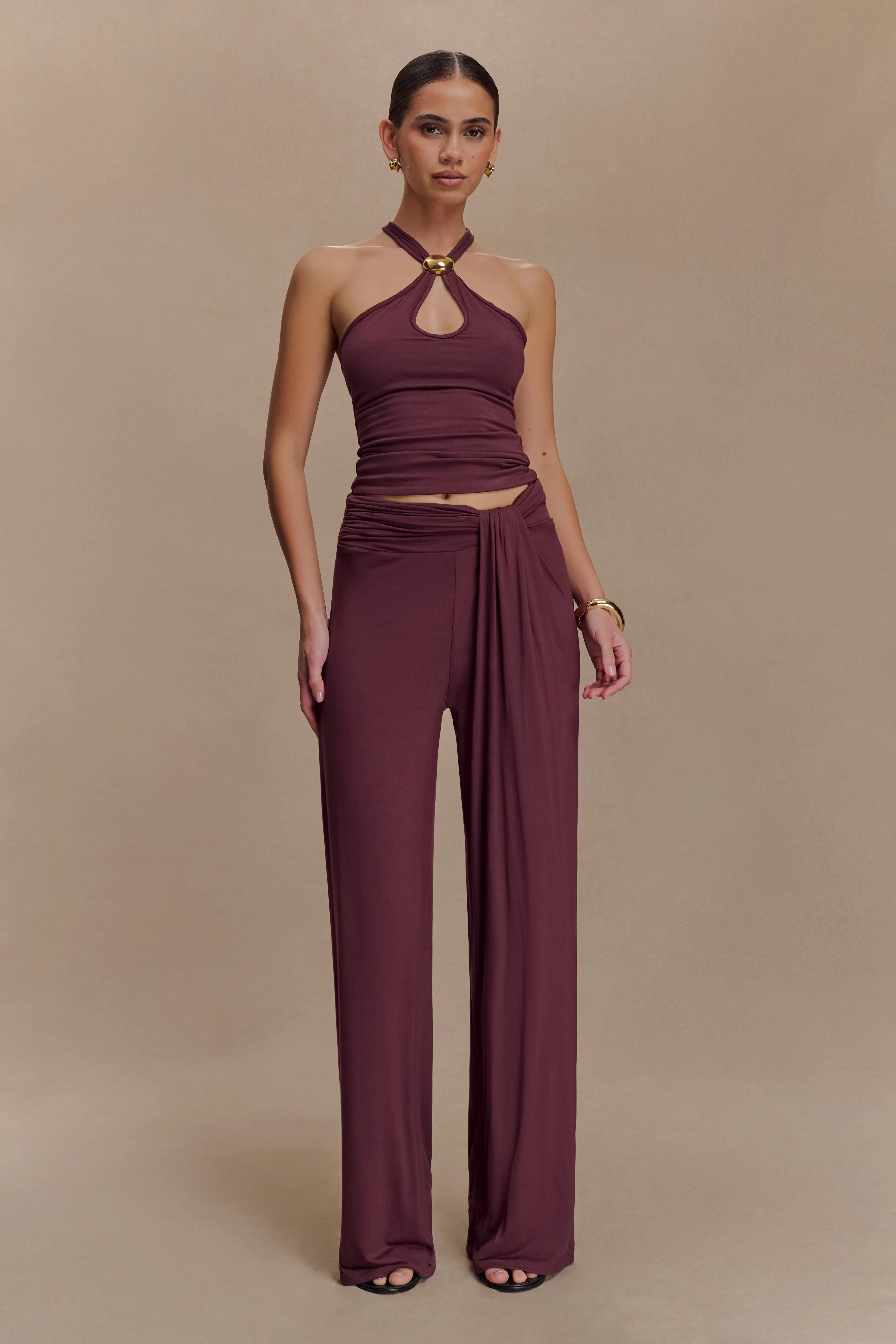 Ramona Modal Straight Leg Pant - Mahogany | MESHKI US