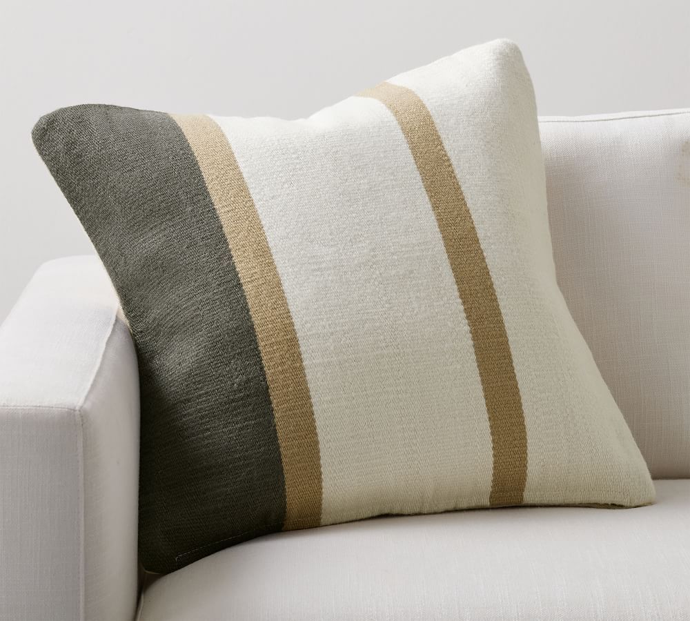 Theo Striped Pillow Cover, 22 x 22", Neutral Multi | Pottery Barn (US)
