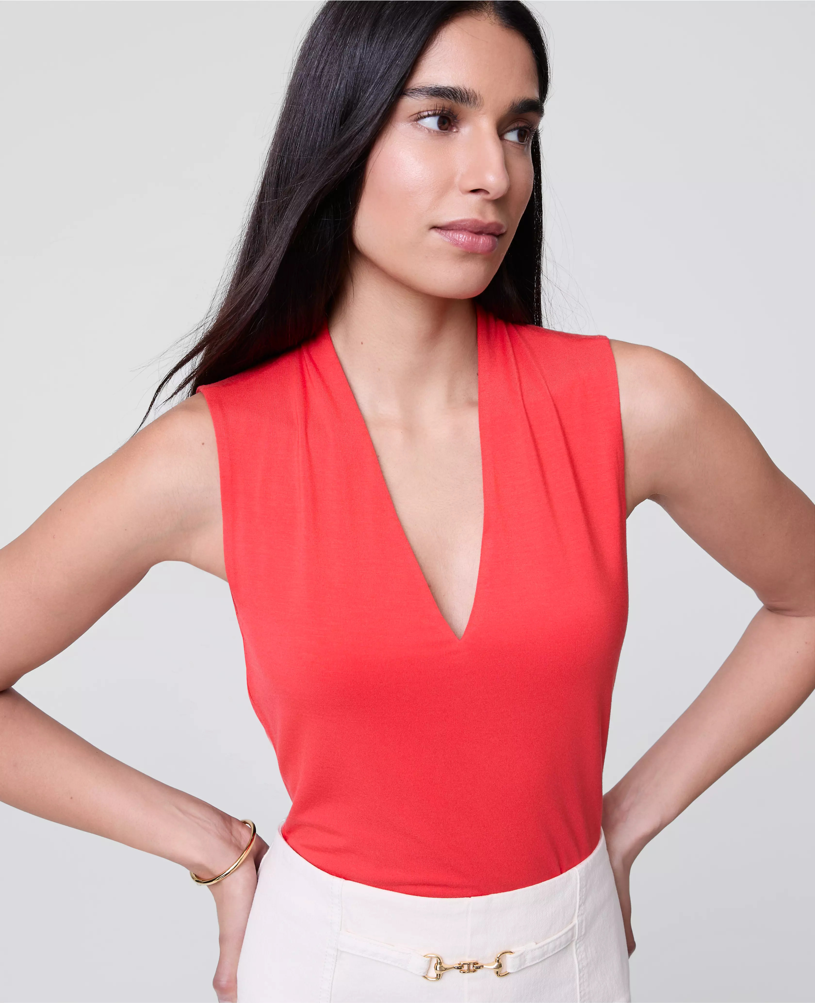 Petite Sleeveless V-Neck Top | Ann Taylor