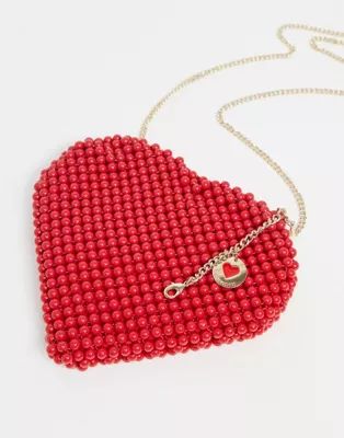 Love Moschino beaded heart bag in red | ASOS (Global)