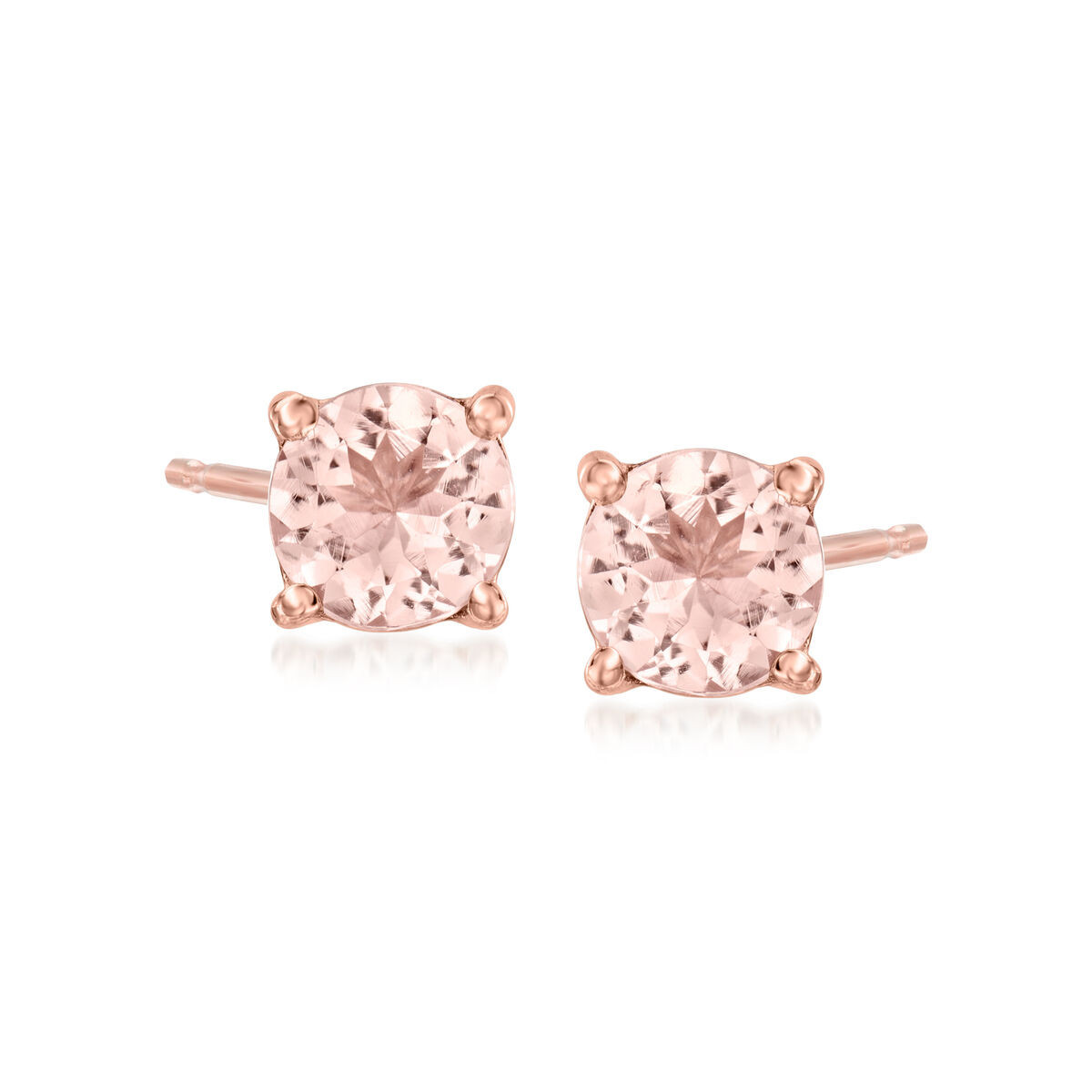 .70 ct. t.w. Morganite Stud Earrings in 18kt Rose Gold Over Sterling | Ross-Simons