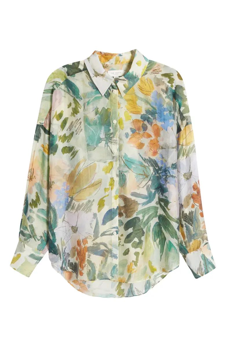 Piccola Oversize Floral Button-Up Shirt | Nordstrom
