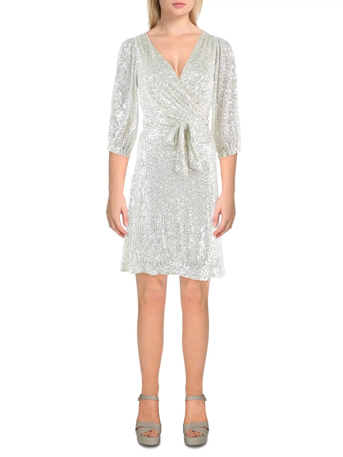 DKNY Womens Petites Sequined Surplice Cocktail and Party Dress | Walmart (US)
