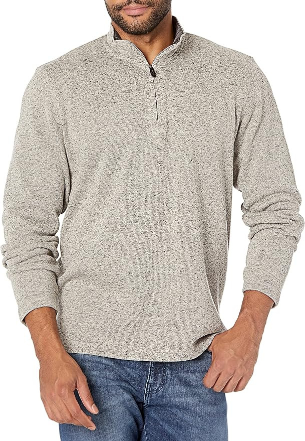 Wrangler Authentics Men's Long Sleeve Fleece Quarter-Zip Sweater | Amazon (US)