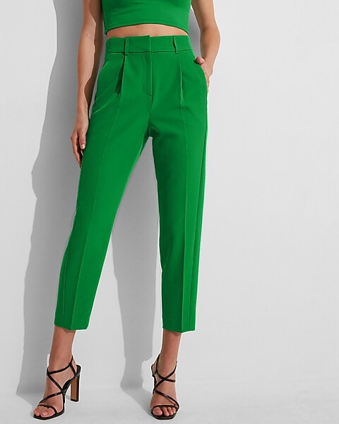 High Waisted Pleated Ankle Pant | Express