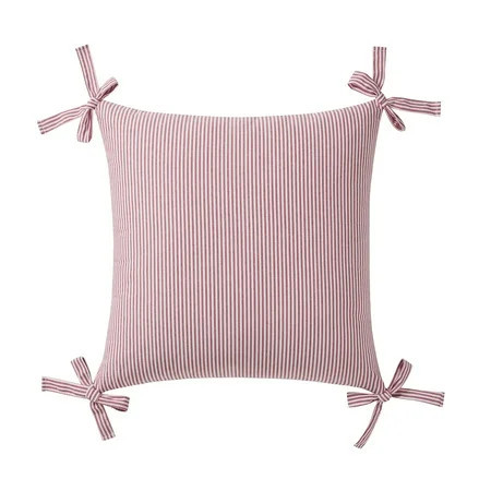 My Texas House 20" x 20" Red Pinstripe Corner Bows Decorative Pillow Cover | Walmart (US)