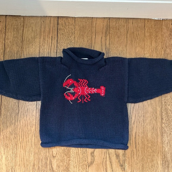 Navy roll neck Sweater with Red Lobster Design | Poshmark