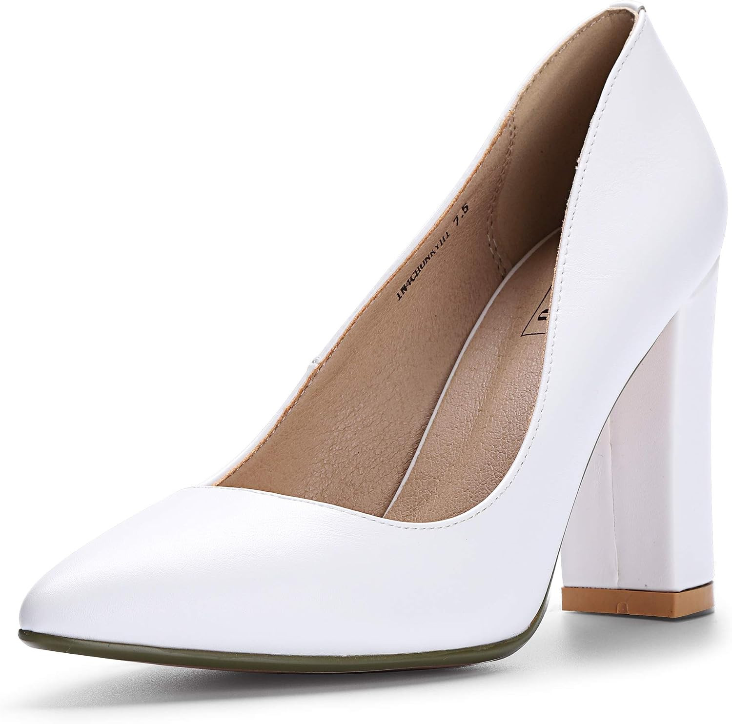 IDIFU Women's IN4 Chunky High Heels Closed Pointed Toe Pumps | Amazon (US)