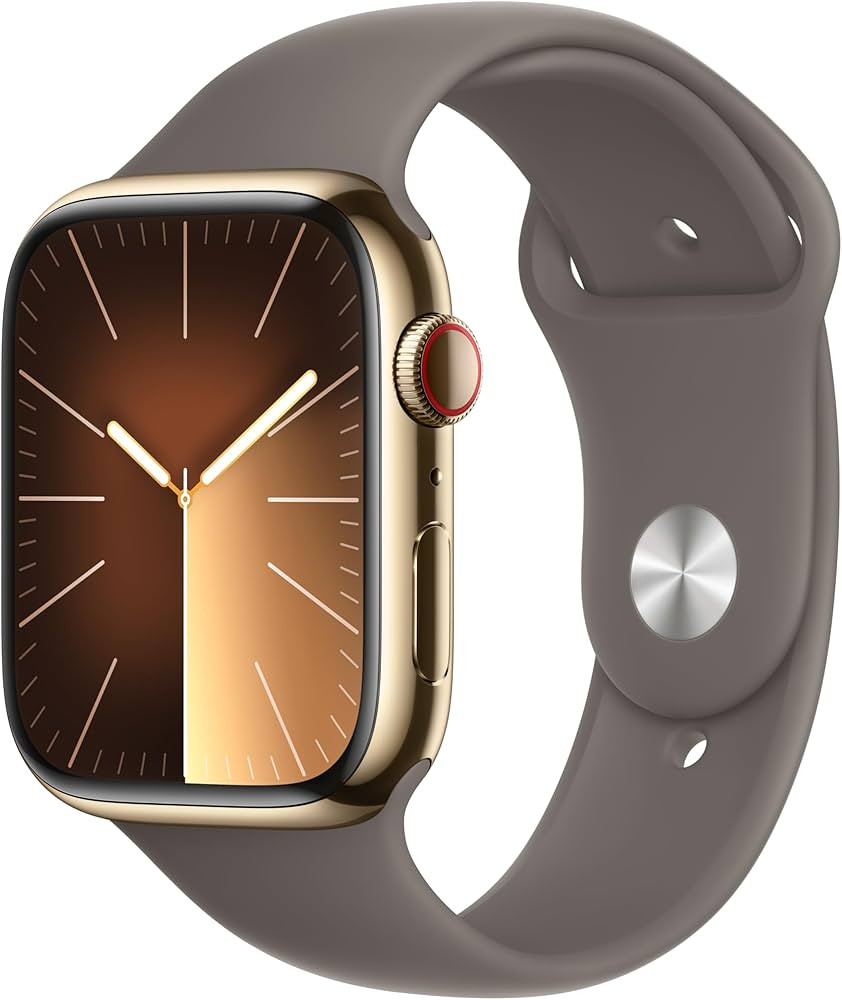 Apple Watch Series 9 [GPS + Cellular 45mm] Smartwatch with Gold Stainless Steel Case with Clay Sp... | Amazon (US)