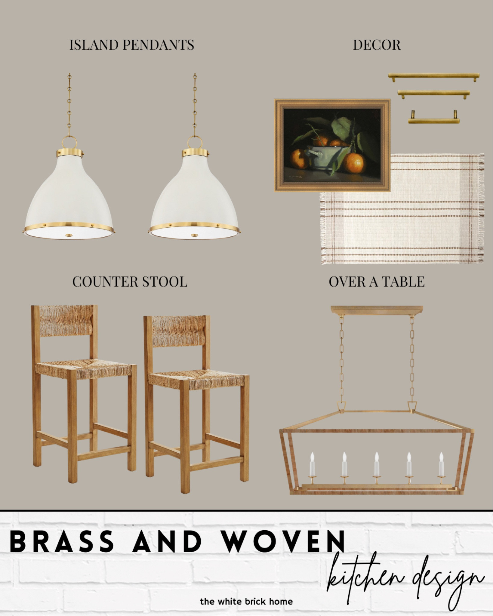 These lights coordinate perfectly for a kitchen design - it would also look beautiful with these woven kitchen stools! 

Kitchen, kitchen design, kitchen remodel, kitchen lighting, kitchen pendants, kitchen lighting, chandelier, kitchen decor, wall art, cabinet pulls, pottery barn kitchen decor, rug, area rug, kitchen rug, stools, counter stool, bar stool, pottery barn, target, McGee and co.

#LTKHome #LTKSaleAlert #LTKStyleTip