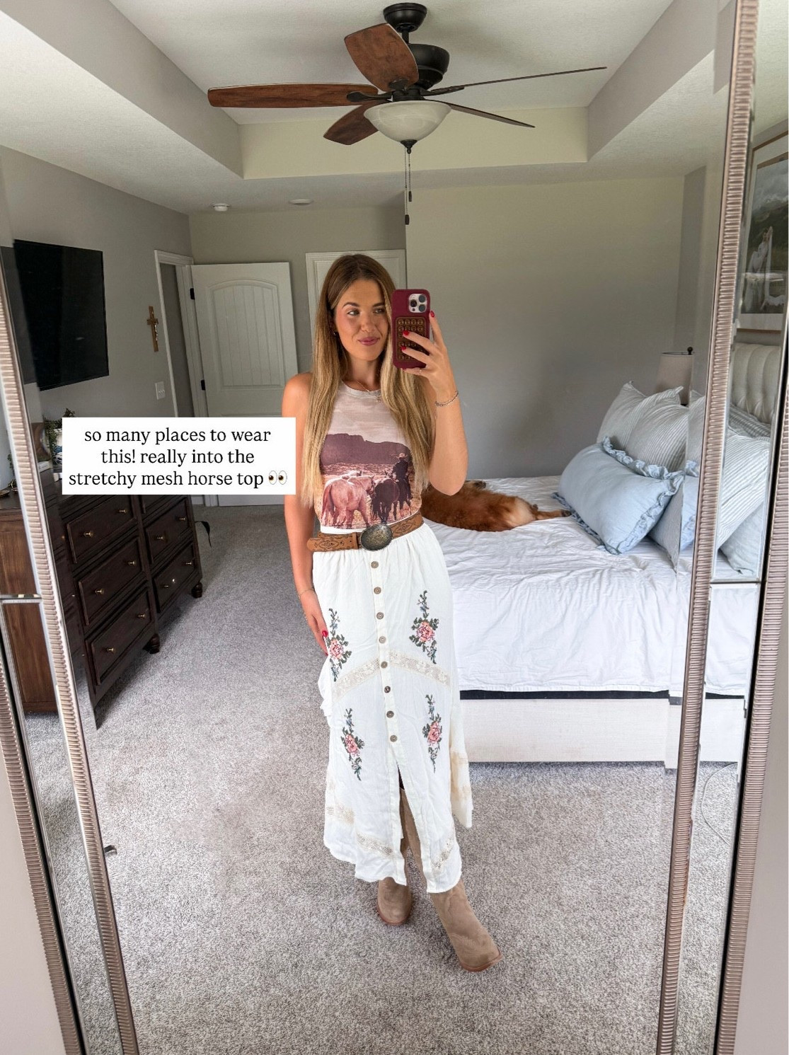 size XS in mesh horse top & XS in embroidered skirt but i could do a small too!

western fashion, country concert, cowgirl boots

#LTKgrwm #LTKootd #LTKSeasonal