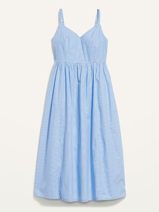 Cotton-Poplin Striped Midi Cami Swing Dress for Women | Old Navy (US)