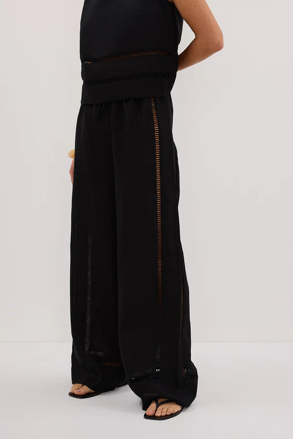 LINDSAY BLACK LINEN PANT | DISSH