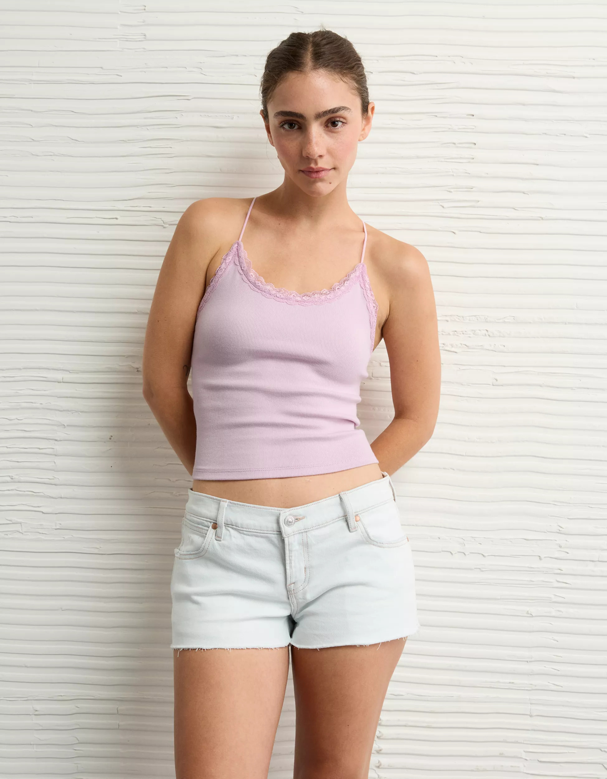 AE Strappy Go Lucky Cropped Lace Tank Top | American Eagle Outfitters (US & CA)
