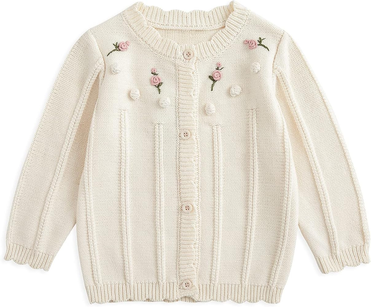 Simplee kids Baby Girl Thin Sweater Solid White Pink Cardigans for Toddler 0-3Years | Amazon (US)