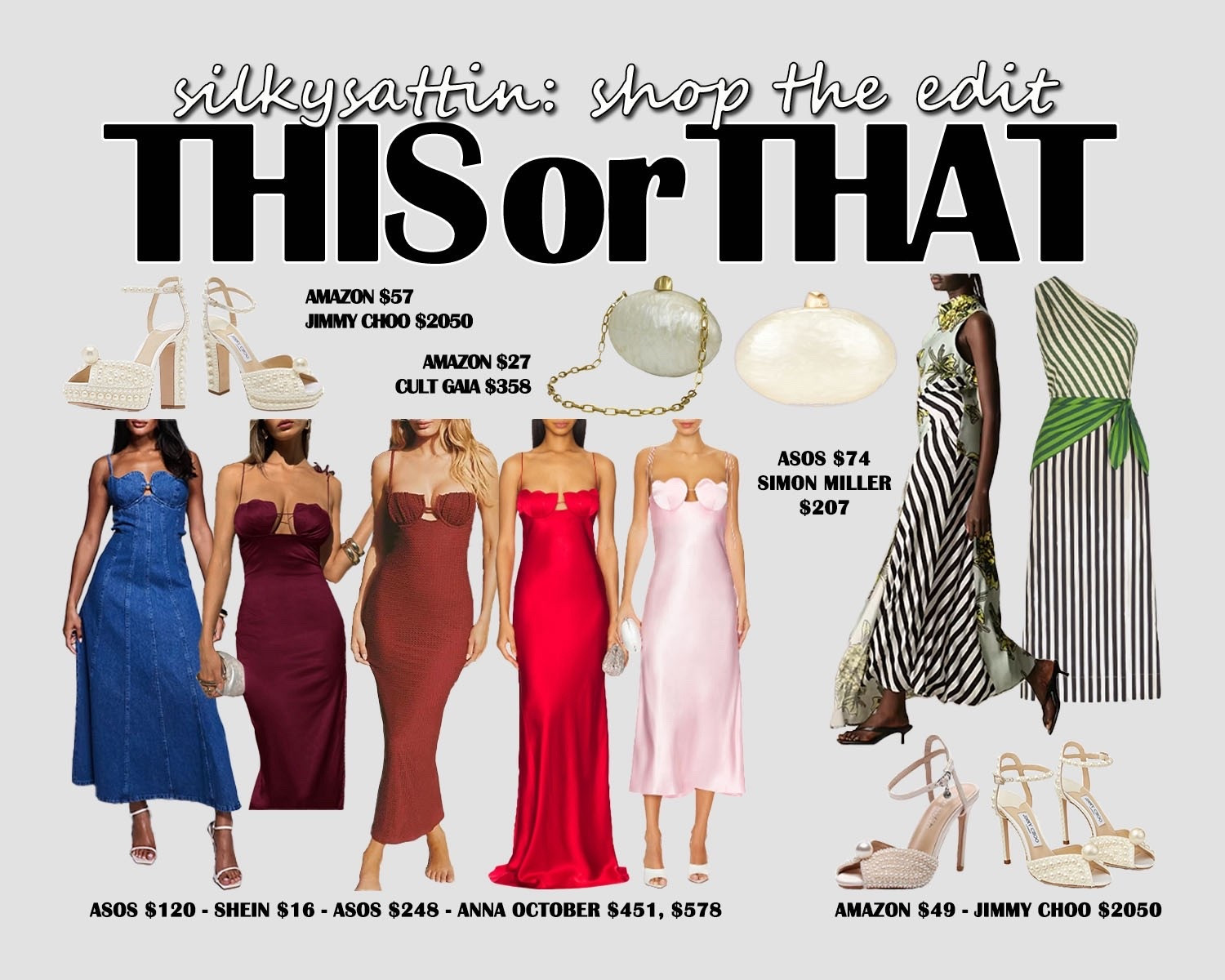 Shop the Edit: This or That 

Affordable Style vs Luxury Style: budget friendly affordable alternative and the high end label option.

girls night outfit, date night outfit, wedding guest outfit, casual, formal, ootd, ootn, women’s fashion #girlsnightoutfit #datenightoutfit #weddingguestoutfit #casual #formal #ootd #ootn #women #fashion

#LTKSaleAlert #LTKootd