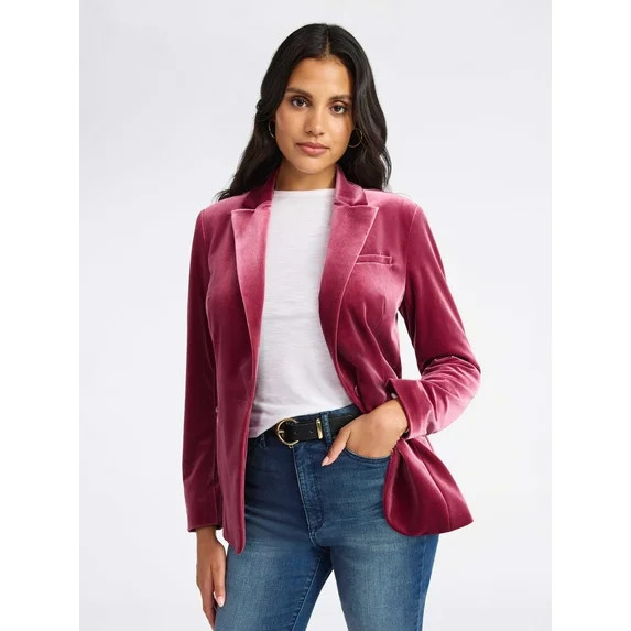 Sofia by Sofia Vergara Women's and Women's Plus Size Single Breasted Velvet Blazer, Sizes XS-4X | Walmart (US)