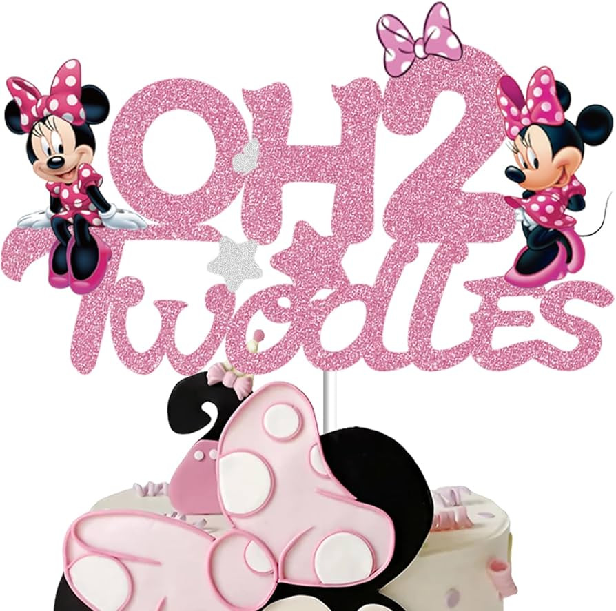 Oh Twodles Cake Topper, Pink Glitter 2nd Second Mouse Birthday Cake Topper for Girls Birthday Par... | Amazon (US)