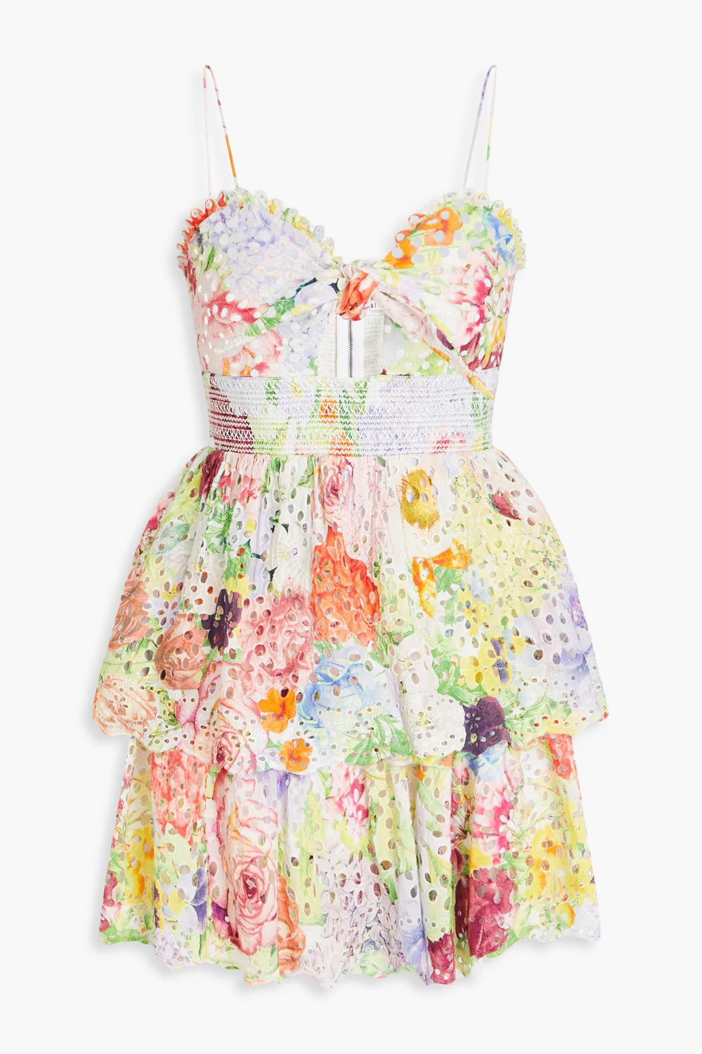 ALICE + OLIVIA Fina cutout tiered floral-print broderie anglaise cotton mini dress | THE OUTNET | The Outnet (US and CA)