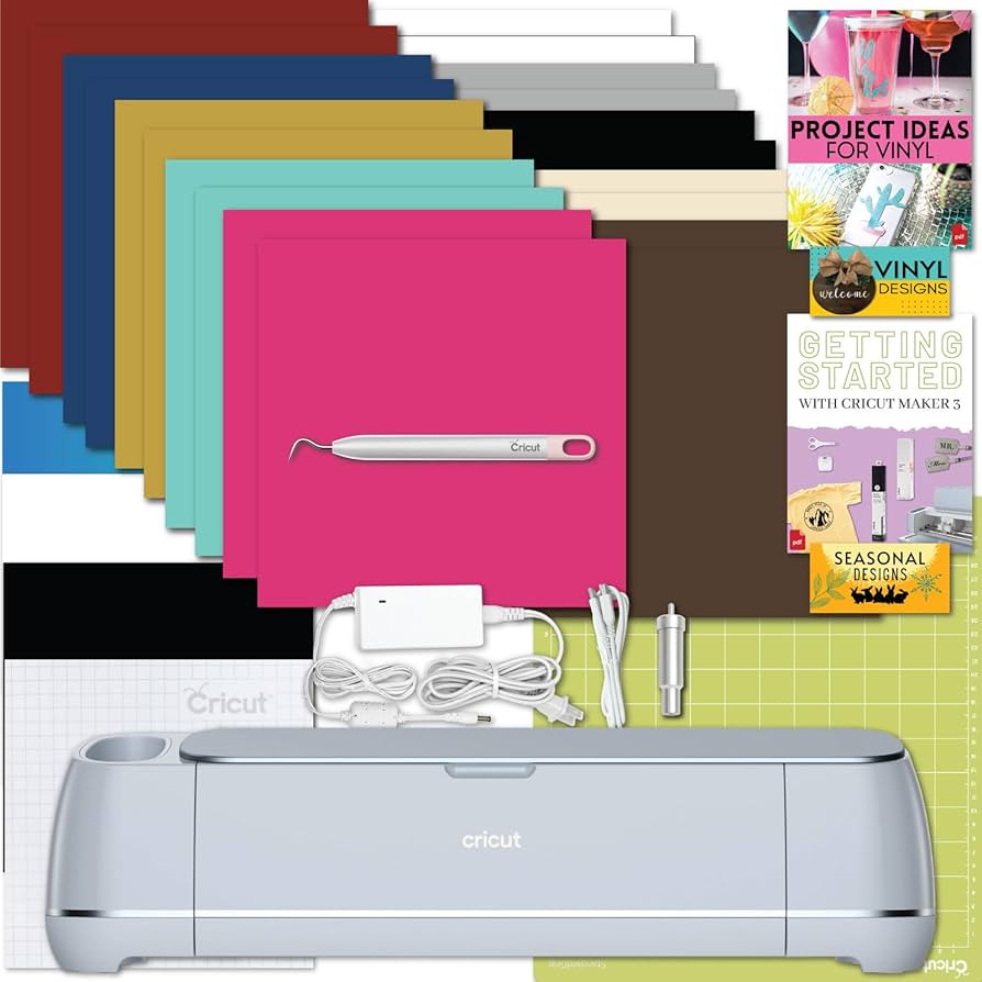 Cricut Maker 3 Machine with Colored Vinyl 20 Pack and Weeder Tool Bundle - Beginner Craft Cutting... | Amazon (US)