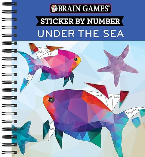 Brain Games - Sticker by Number: Under the Sea - 2 Books in 1 (42 Images to Sticker)      Spiral-... | Amazon (US)