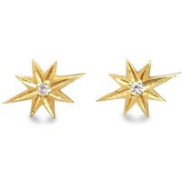 Gold Star Earrings Estrella Starburst Studs 10K Gold Diamonds | Etsy (US)