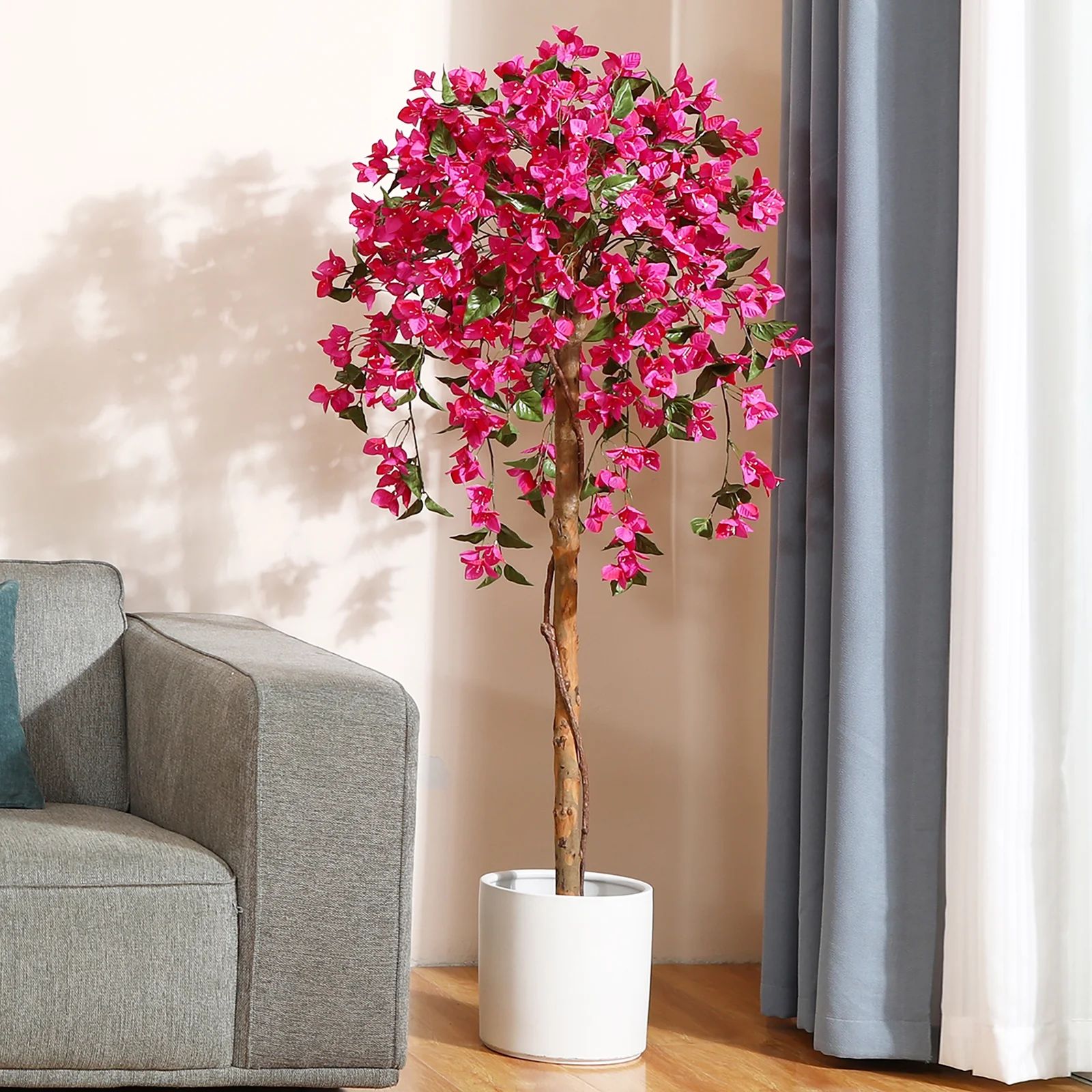 5FT Artificial Bougainvillea Flowers Tree, Potted Plants with Wood Trunk and Pink Flowers for Hou... | Walmart (US)