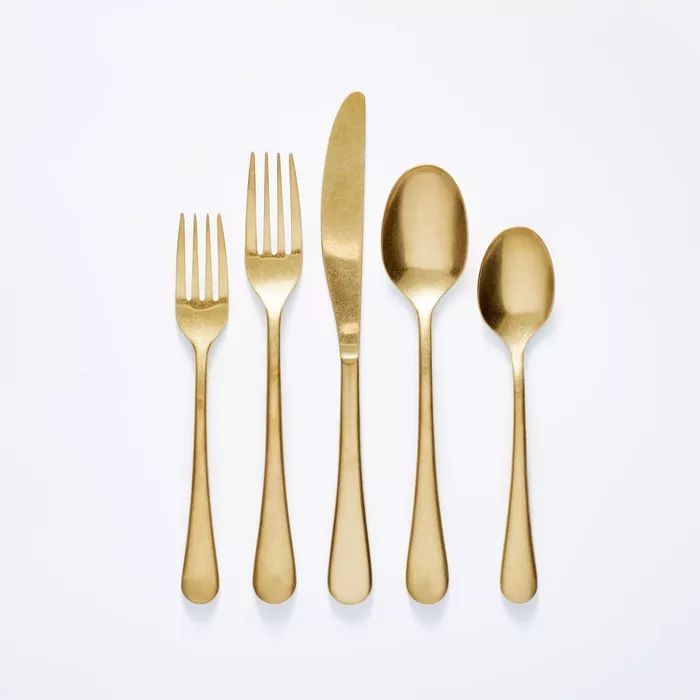 5pc Stainless Steel Flatware Set Gold - Threshold&#8482; designed with Studio McGee | Target