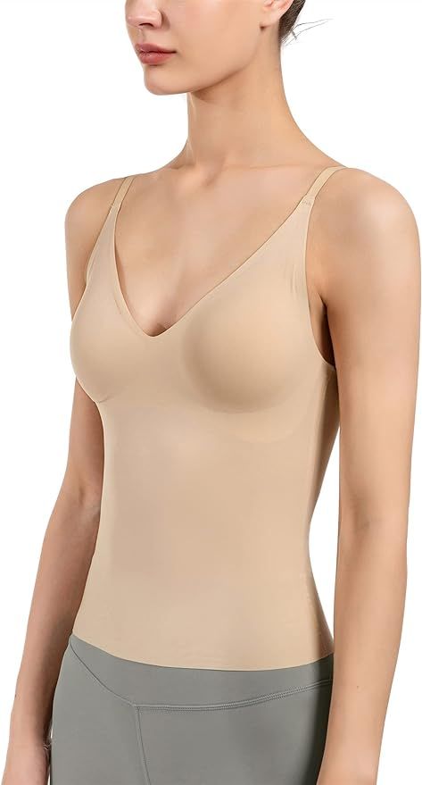 Women's Fit Camisole with Built in Bra - Spaghetti Straps Camis Tank | Amazon (US)