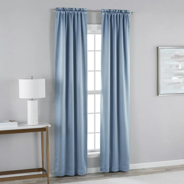 Mainstays Solid Blackout Curtain Panel Pair, Set of 2, Blue Quartz, 30\u201dW x 95\u201dL | Walmart (US)