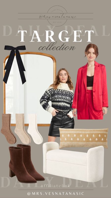 Target Holiday collection in fashion and home favorites!! @Target #Targetstyle #Target

Holiday outfit, Holiday sweater, Holiday home, mirror, bench, Holiday decor, Christmas, outfit, outfits, gift ideas for her, gift guide for her, boots, gift guide, Target style, 

#LTKhome #LTKHoliday #LTKGiftGuide