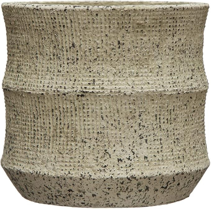 Creative Co-Op Textured Sandstone Planter Pot, 7" L x 7" W x 7" H, Greige | Amazon (US)