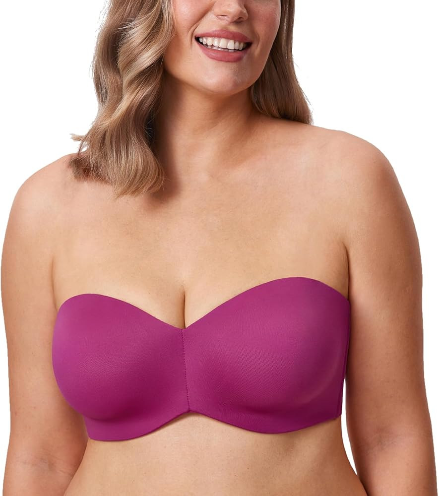 DELIMIRA Women's Strapless Bra Unlined Underwire Minimizer Plus Size Support | Amazon (US)