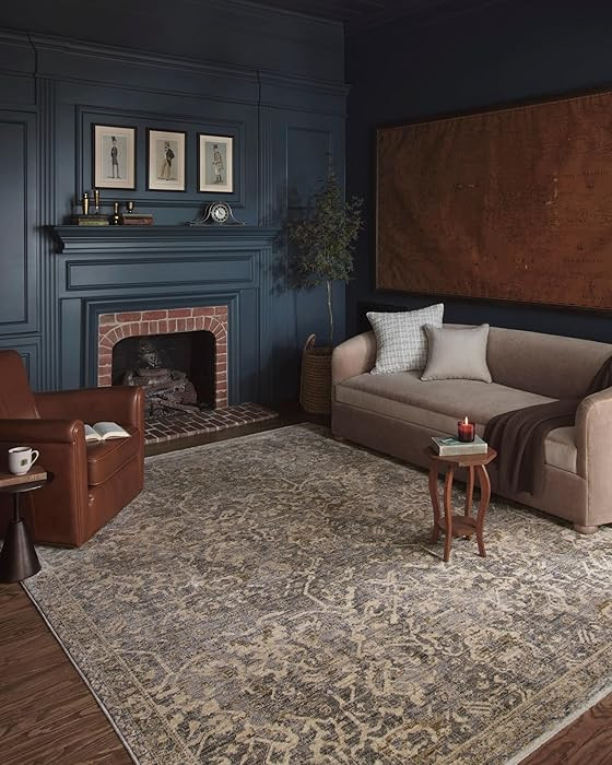 Loloi Magnolia Home by Joanna Gaines Junie Collection JUE-01 Blue/Natural 7'-10" x 10'-2", .38" P... | Amazon (US)