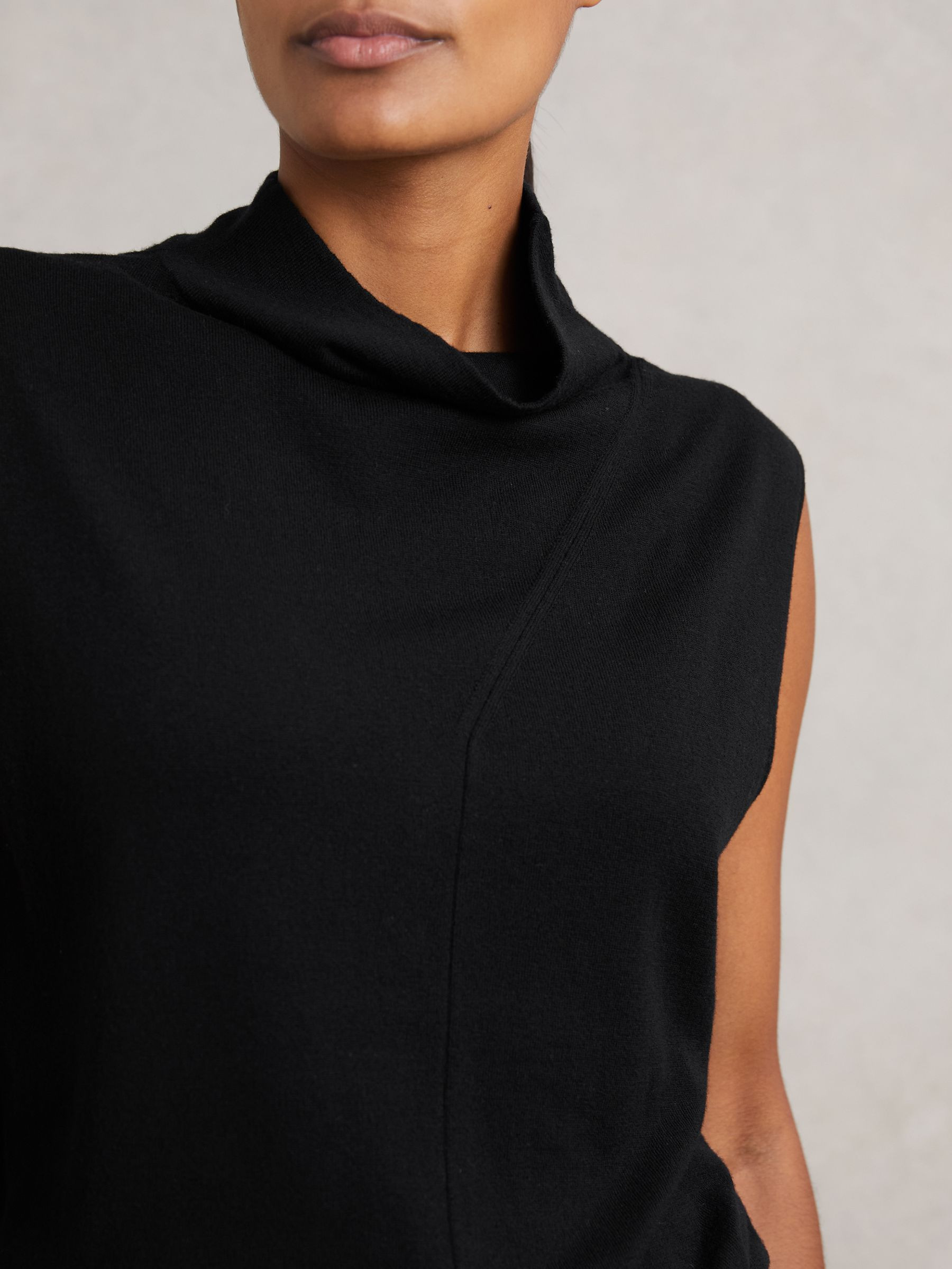 Wool Slouched Sleeveless Top in Black | Reiss UK