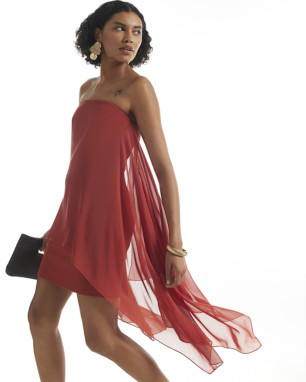 Brown Bandeau Mini Dress | River Island UK & IE