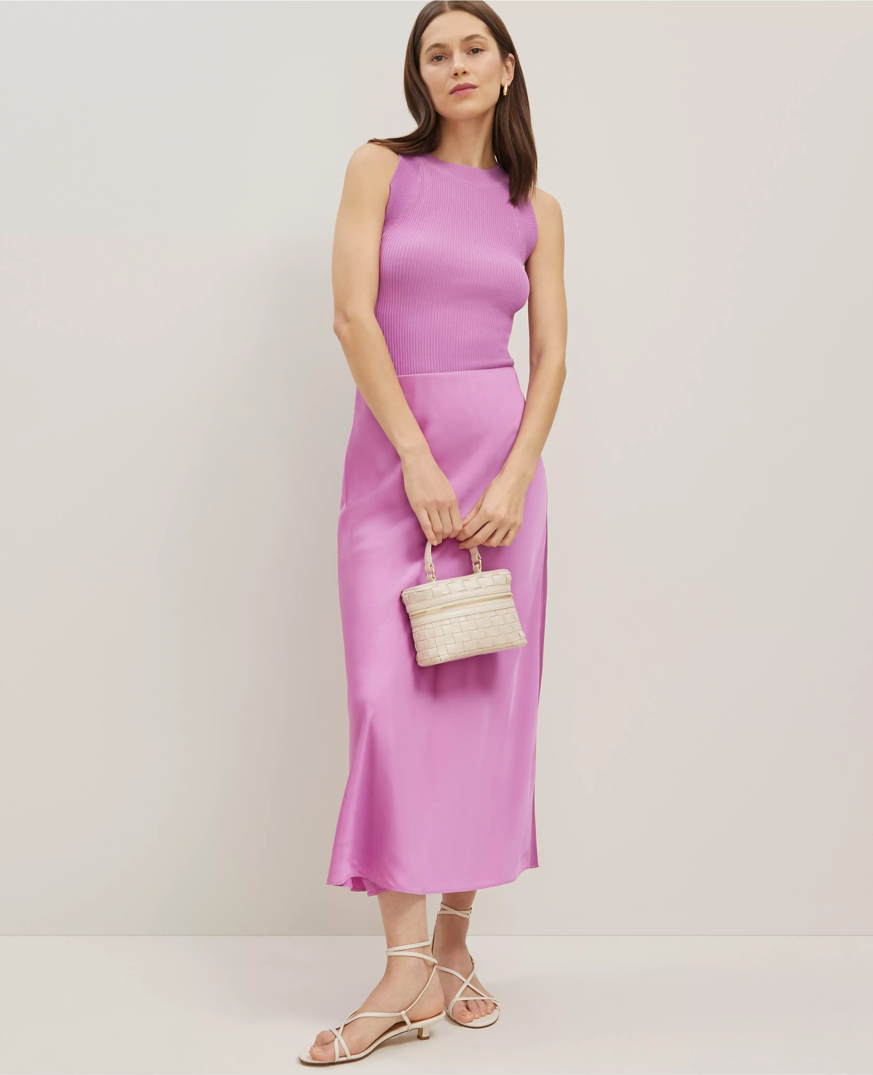 Satin Bias Midi Slip Skirt | Ann Taylor