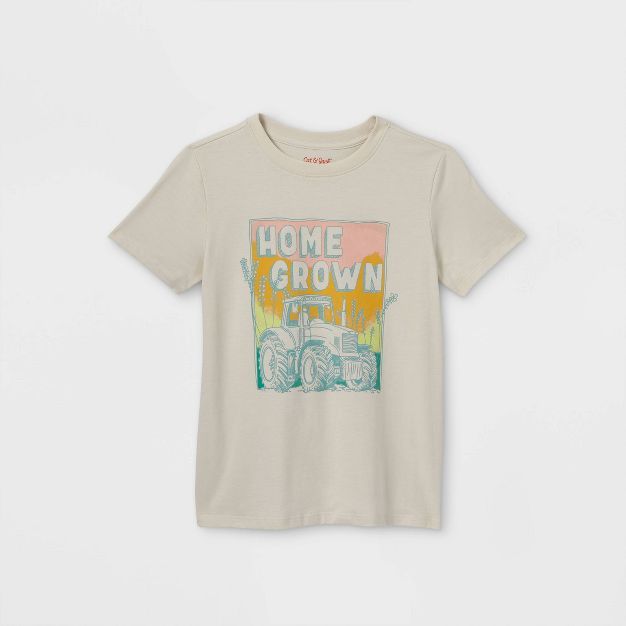 Boys' 'Home Grown' Graphic Short Sleeve T-Shirt - Cat & Jack™ Cream | Target