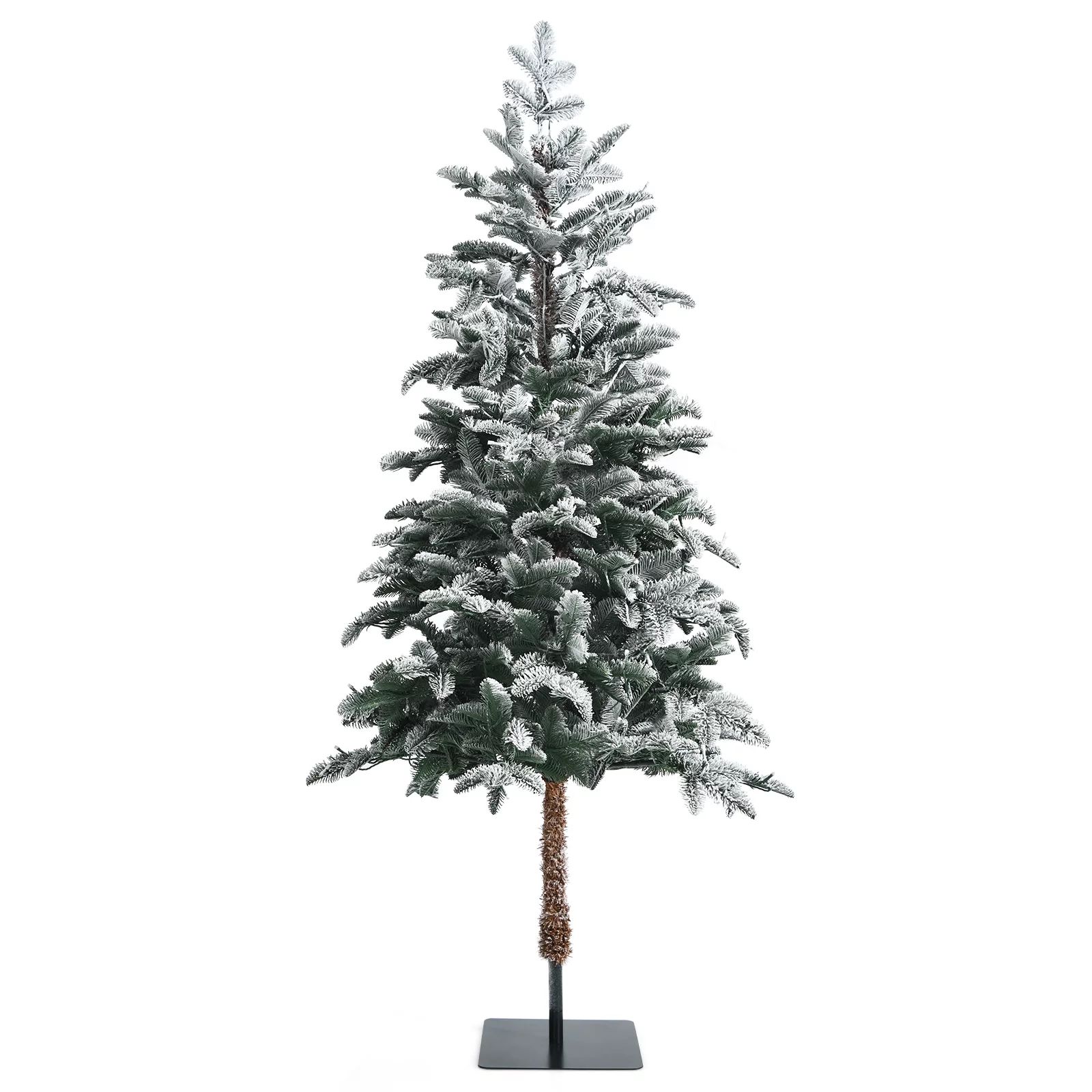 Topbuy 6ft Artificial Snow Flocked Pencil Christmas Tree Pre-Lit Faux-Pine Tree W/250 Warm White ... | Walmart (US)