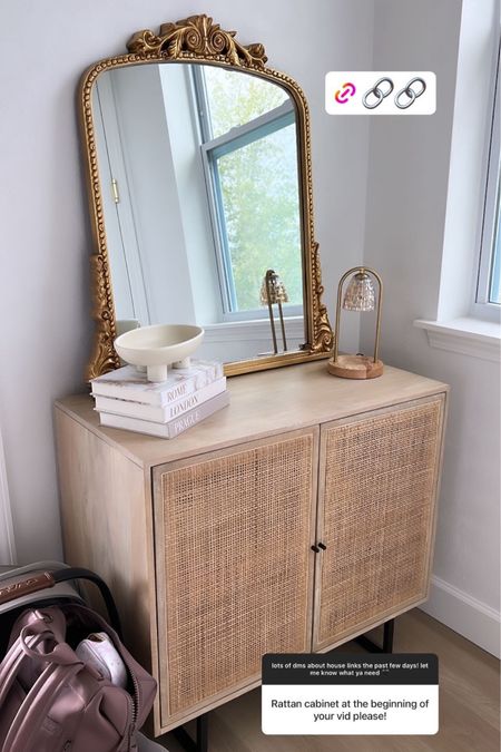 Rattan console table. Rattan entry table. Boho console table. Entry way. Home spring refresh. Home decor. Vintage mirror. Gold mirror. Anthropologie mirror dupe. Decorative books. Candle warmer. New home links. New home decor.

#LTKhome #LTKstyletip #LTKSeasonal
