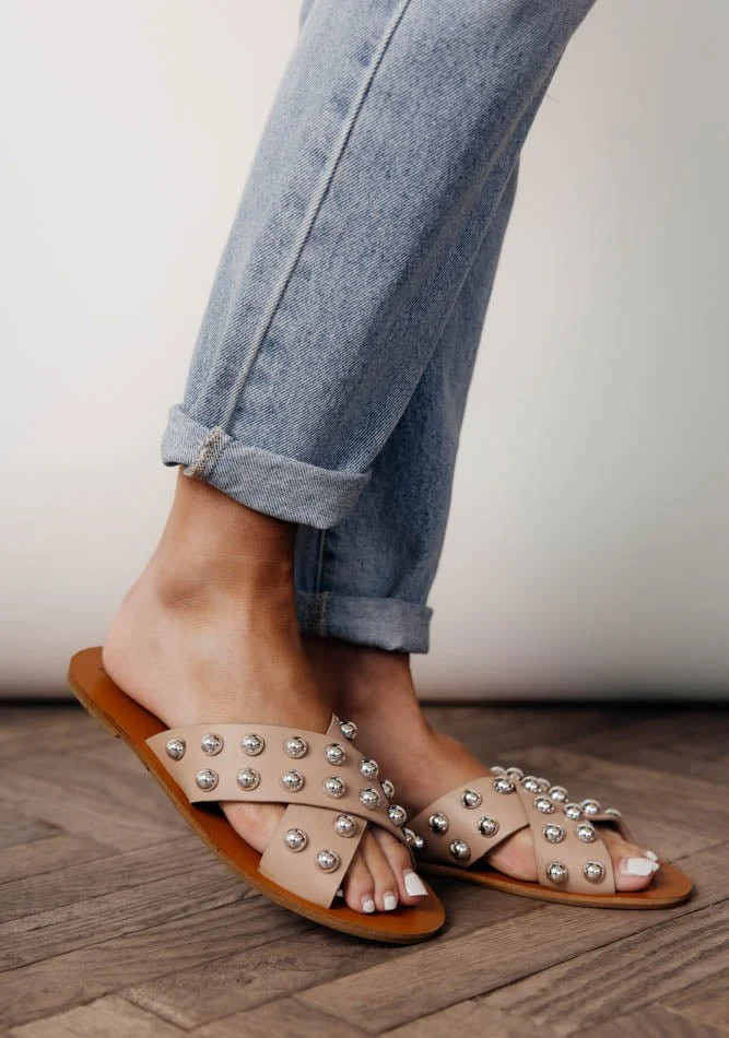 Jayla Studded Sandals in Nude - böhme | Böhme US
